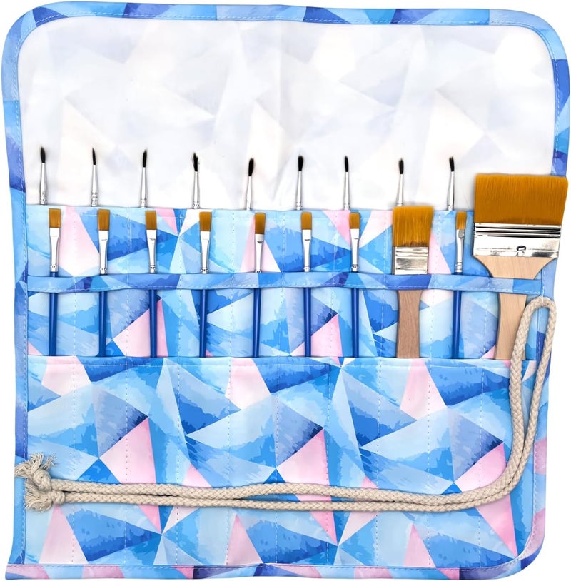 Funny live Paint Brush Holder Art Supplies, Artist Brush Holder & Storage Organizer Roll-Up Case Bag, Protect Acrylic Oil Watercolor Paintbrushes (Rhombic 20 Slot Pockets) - Image 2